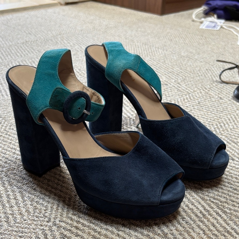 M. Gemi Teal and Navy Platform Heels